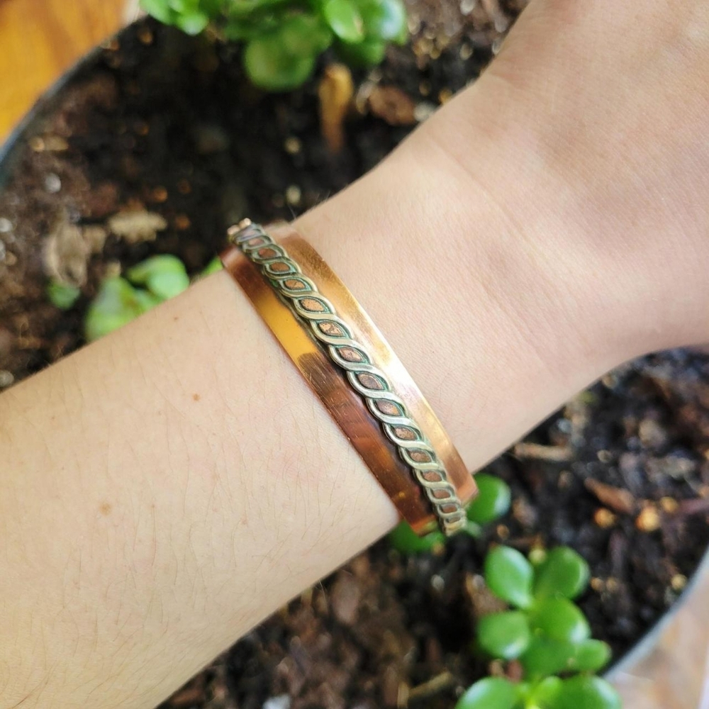 Vintage Copper & Silver Braided Weave Bracelet